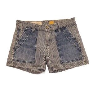Anthropology Pilcro No. 26" Retro Railroad Stretch Denim Utility Shorts